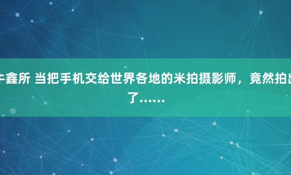 牛鑫所 当把手机交给世界各地的米拍摄影师，竟然拍出了......
